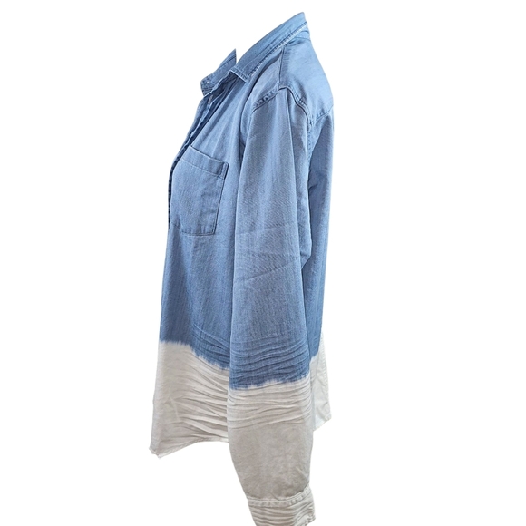 Frank & Eileen Dip Dye Chambray Button Up Shirt in Small - Picture 4 of 8